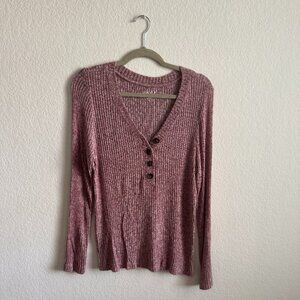 Loft Maroon Long Sleeve Shirt Large